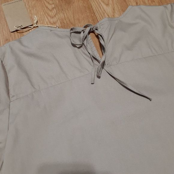 Hidden Alley Taupe 3/4 Sleeve Eyelet Shift Dress - Picture 6 of 10